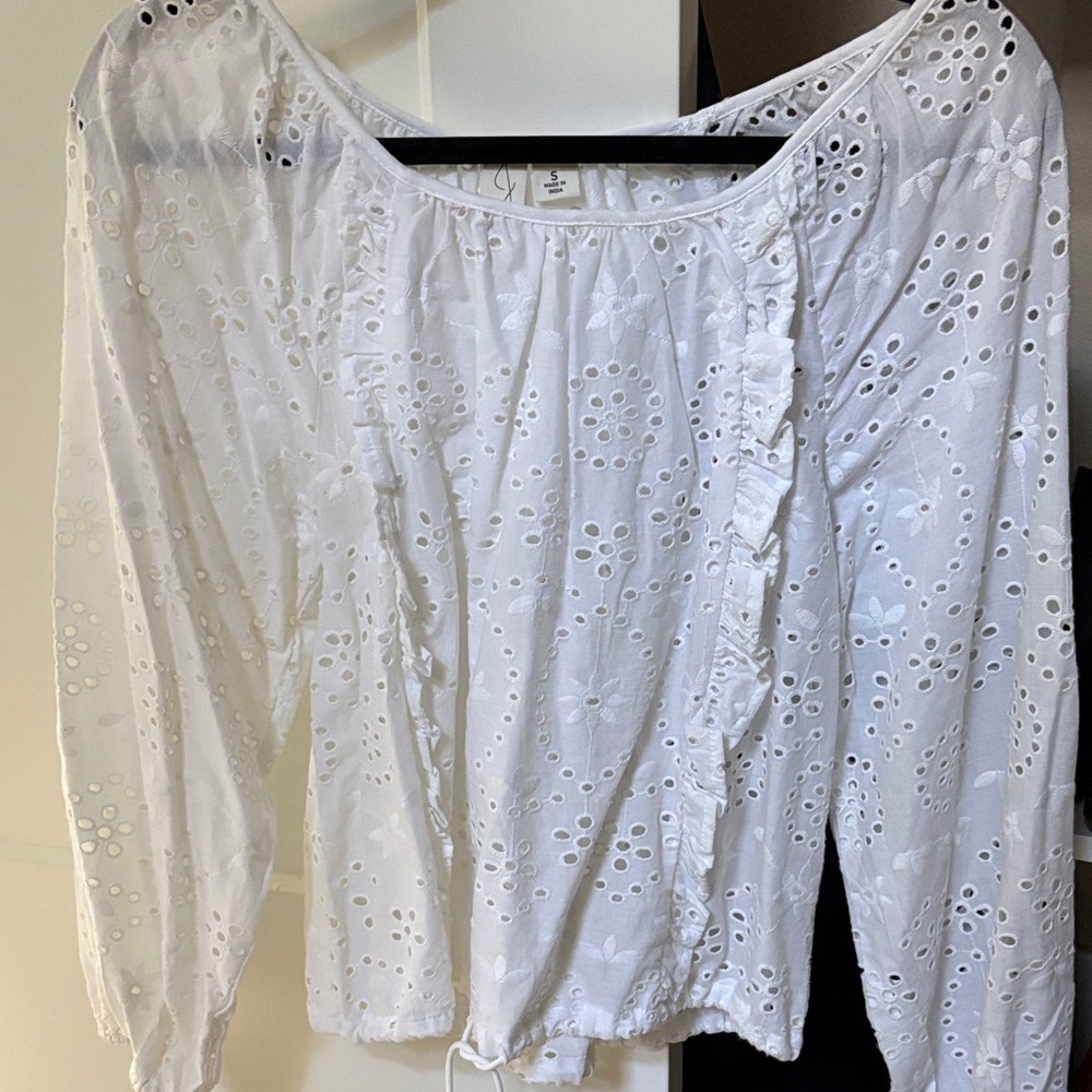 Joie White Eyelet Peasant Blouse